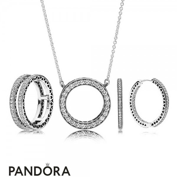 Women's Pandora Jewellery Sterling Silver Hearts Of Pandora Jewellery Gift Set
