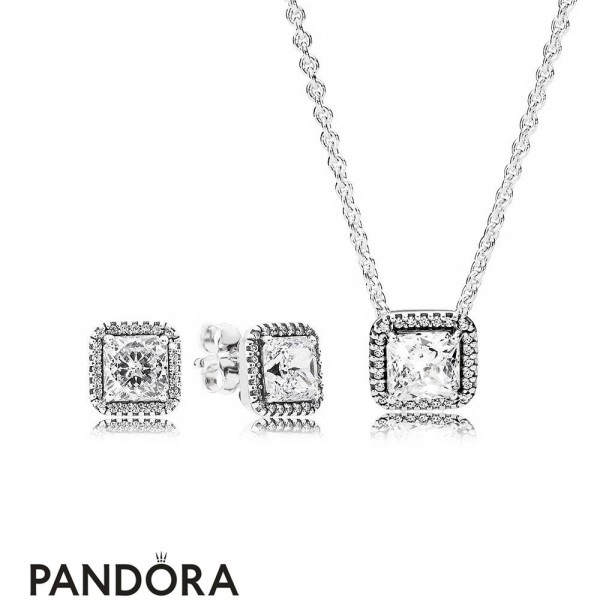 Women's Pandora Jewellery Timeless Elegance Earring And Necklace Gift Set