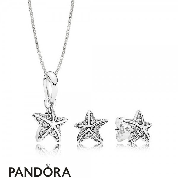 Women's Pandora Jewellery Tropical Starfish Necklace And Earring Set