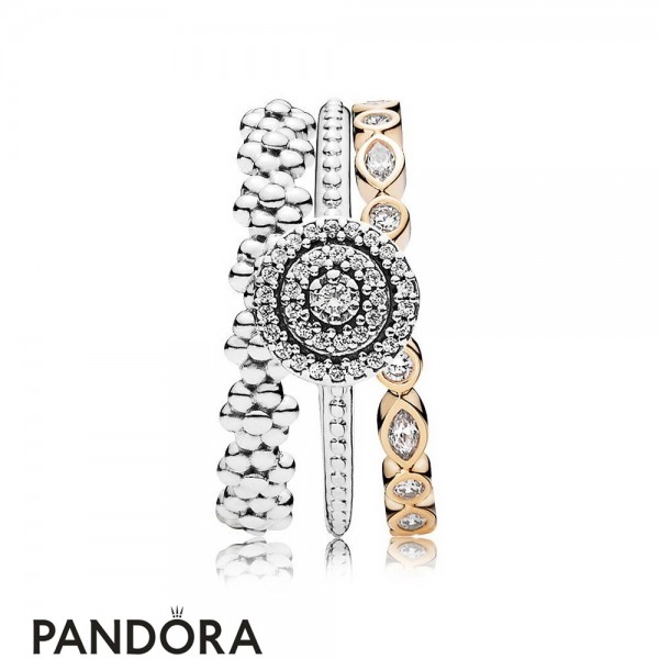 Women's Pandora Jewellery Two Tone Brilliance Ring Stack