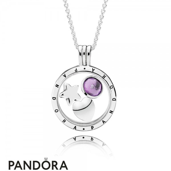 Women's Pandora Jewellery February Birthstone Floating Locket Gift Set