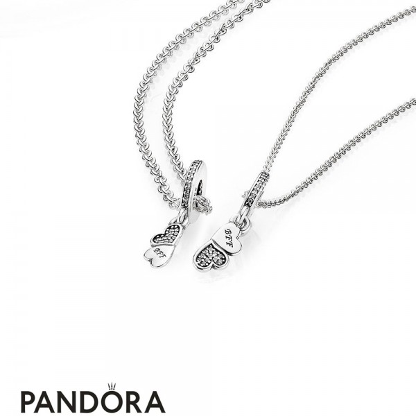Women's Pandora Jewellery Hearts Silver Dangle With Clear Cubic Zirconia And Necklace