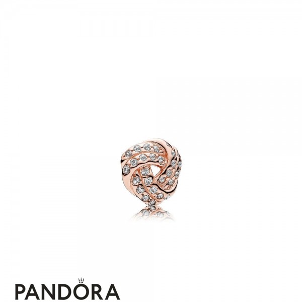 Pandora Jewellery Lockets Sparkling Love Knot Petite Charm Pandora Jewellery Rose