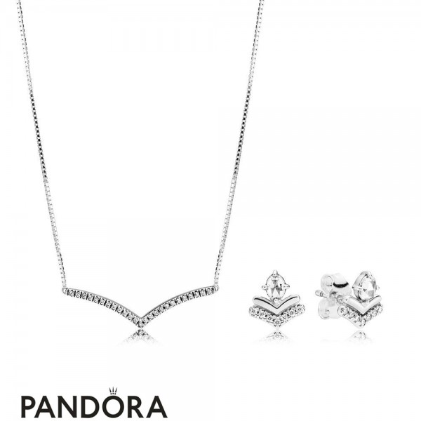 Women's Pandora Jewellery Shimmering Wish Necklace And Earring Set