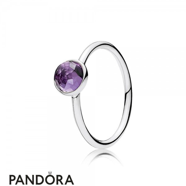Pandora Jewellery Rings February Droplet Ring Synthetic Amethyst