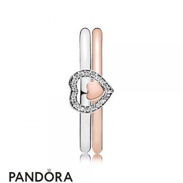 Pandora Jewellery Rings Pandora Jewellery Two Become One Puzzle Rose Ring Set Brands