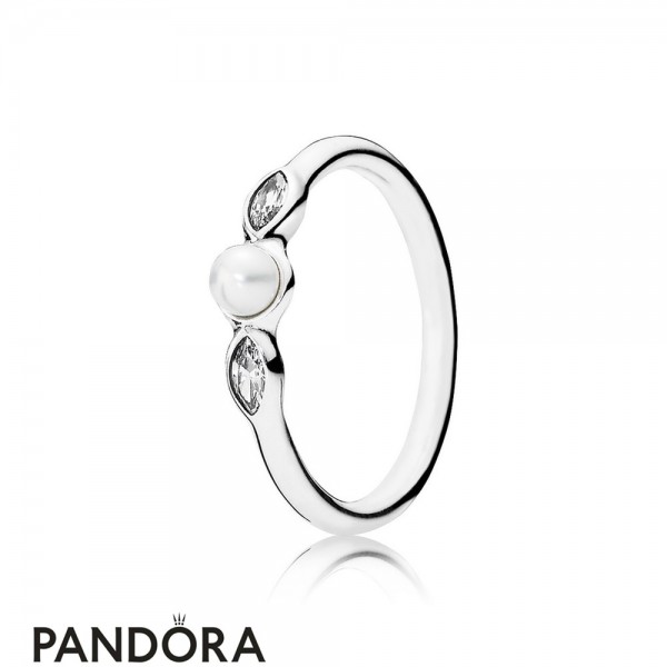 Pandora Jewellery Rings Petite Luminous Leaves Ring White Pearl