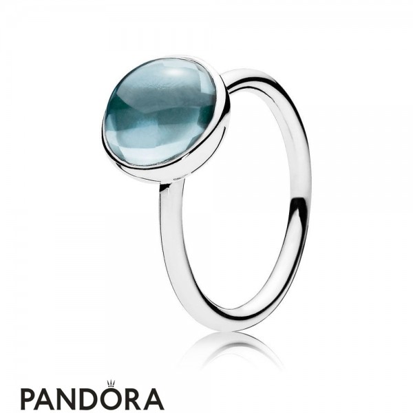 Pandora Jewellery Rings Poetic Droplet Ring Aqua Blue Crystal
