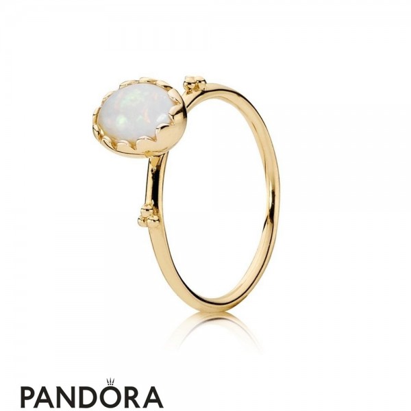 Pandora Jewellery Rings Soft Sweetness Ring White Opal 14K Gold